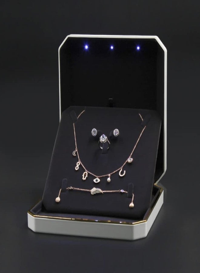 HSLFUAI Necklace Box with Led,Jewelry Box for Necklace, Large Necklace Box,Jewelry Gift Box for Wedding, Birthday, Valentine' Day, Mother'S Day, Christmas,Black Velvet Interior Necklace Organizer - Image 5